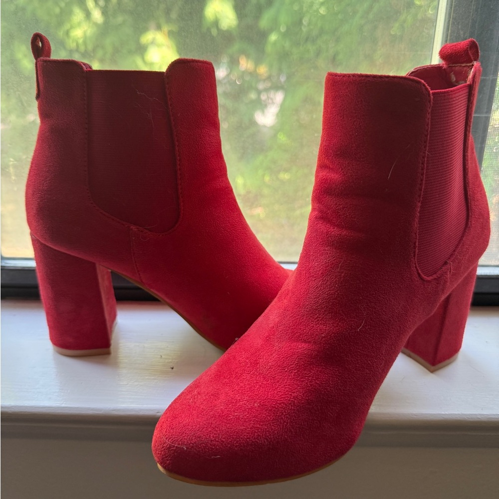 Red Suede Ankle Boots